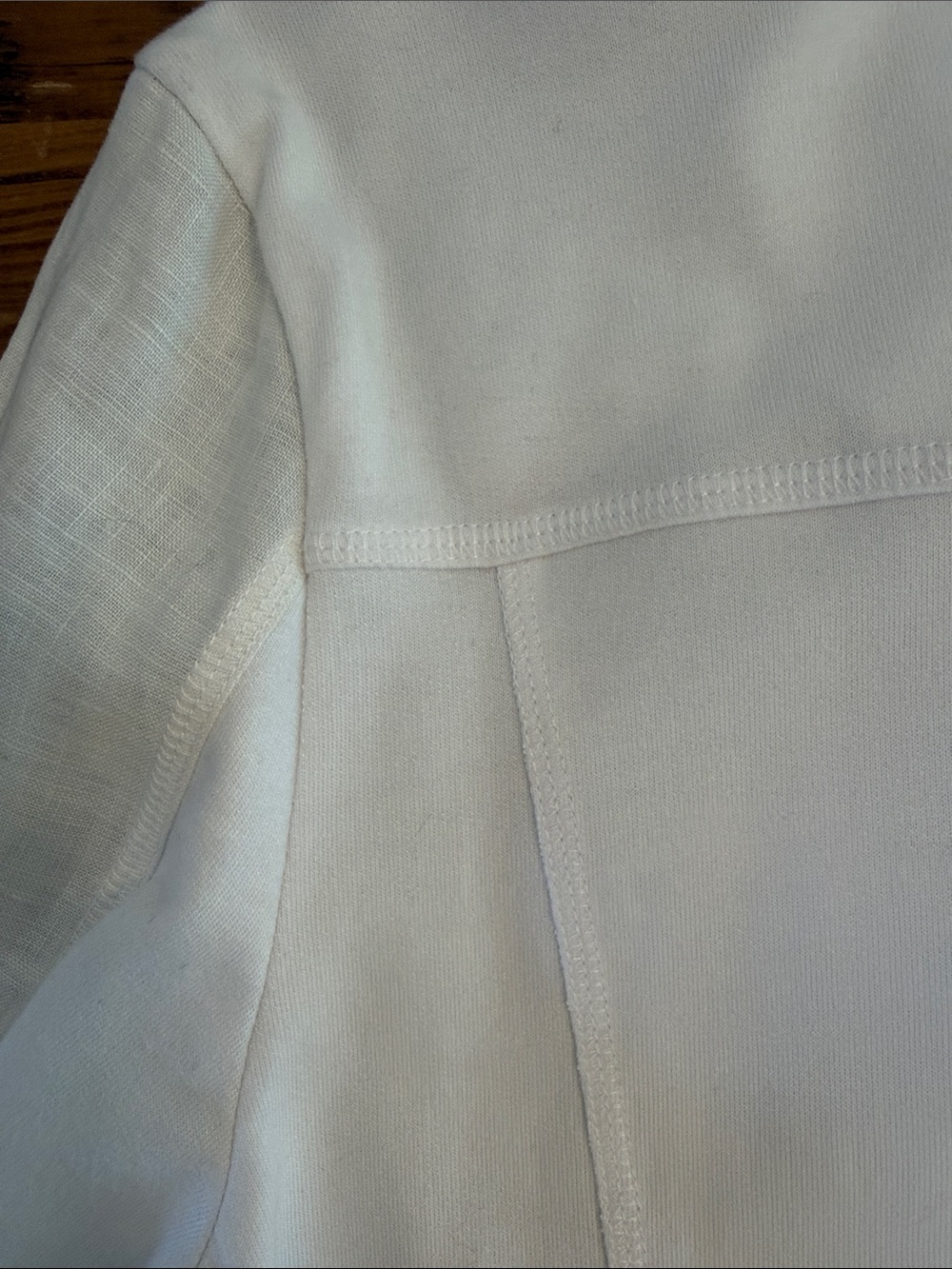 White Mixed Media Linen and Knit Jacket - Picture 4 of 7